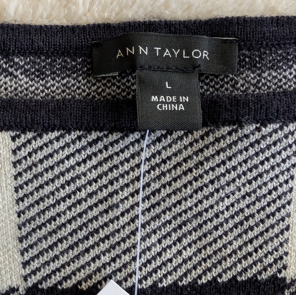 Ann Taylor Women’s Large Sweater Wool Dress Buffalo‎ Plaid Long Sleeve NEW! - Picture 6 of 8